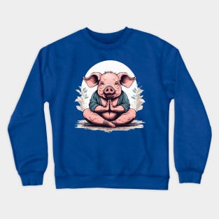 Pig Yoga Namaste National Pig Day Humor Crewneck Sweatshirt